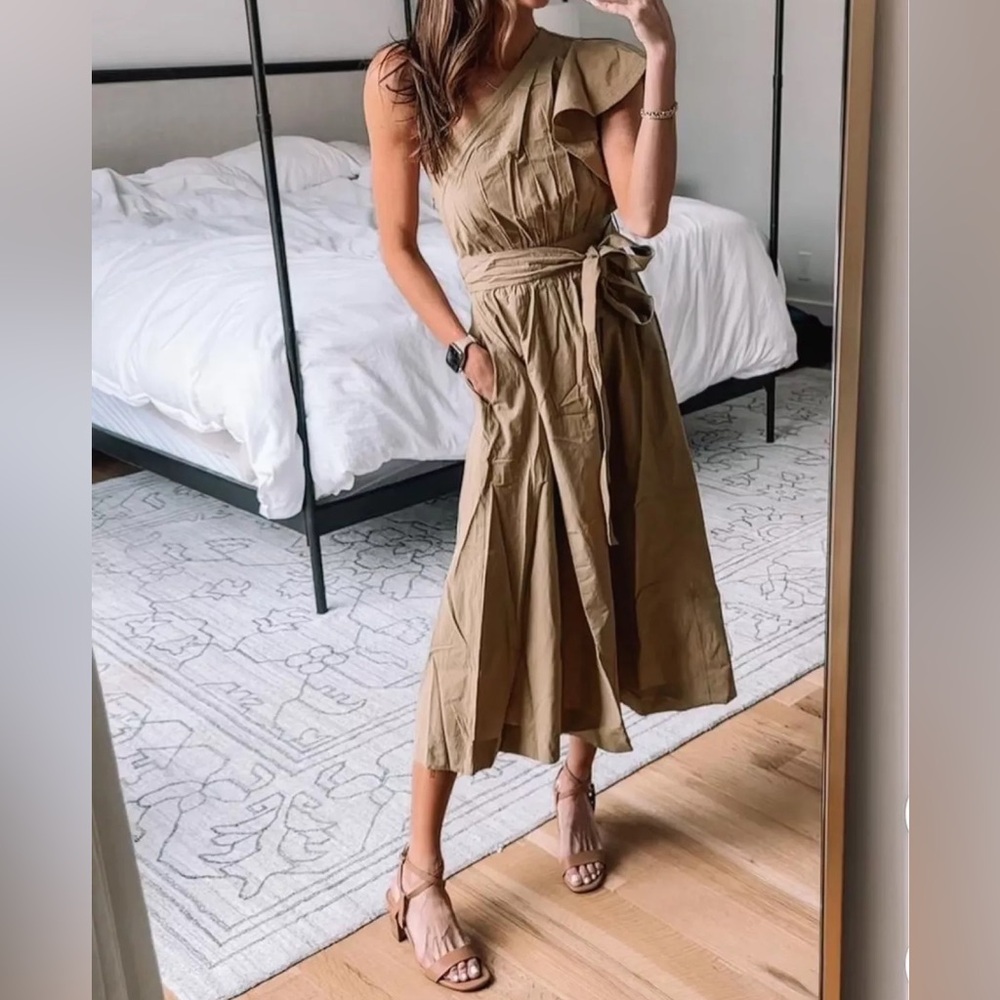 Madewell One Shoulder Ruffled Midi Dress - Picture 4 of 4